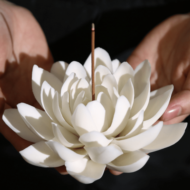 Ceramic Lotus Incense Burner Holder for Home Decor