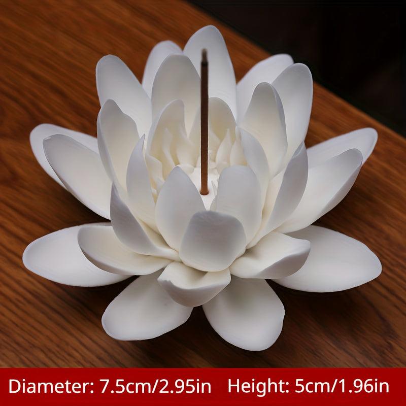 Ceramic Lotus Incense Burner Holder for Home Decor