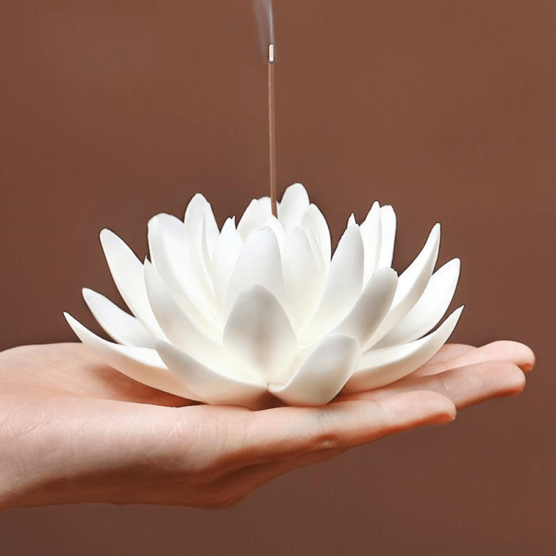 Ceramic Lotus Incense Burner Holder for Home Decor