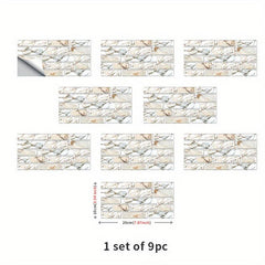 9pcs Self adhesive Tile Sticker Kitchen Bathroom Living Room Wall Sticker
