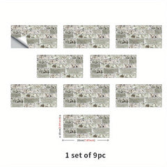 9pcs Self adhesive Tile Sticker Kitchen Bathroom Living Room Wall Sticker