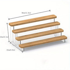 Wooden Acrylic Display Riser Shelf Hand-operated Model Ladder Storage Rack