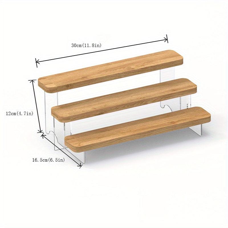 Wooden Acrylic Display Riser Shelf Hand-operated Model Ladder Storage Rack