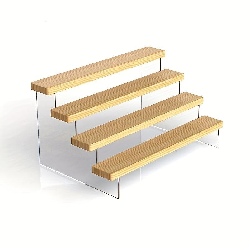 Wooden Acrylic Display Riser Shelf Hand-operated Model Ladder Storage Rack
