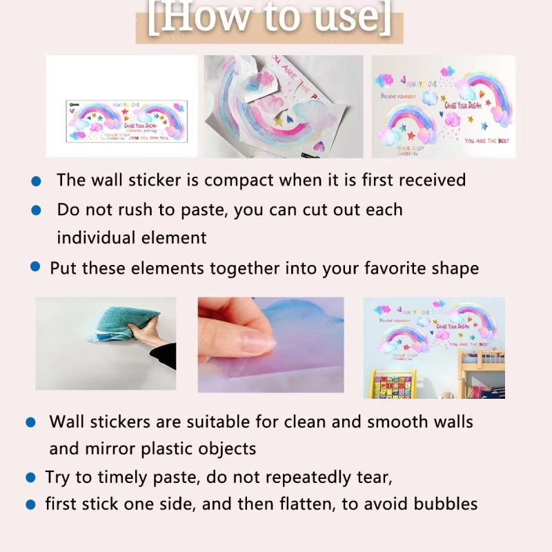 Rainbow Clouds Love Hearts Luminous Wall Stickers Self Adhesive Decorations
