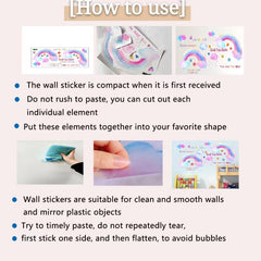 Rainbow Clouds Love Hearts Luminous Wall Stickers Self Adhesive Decorations