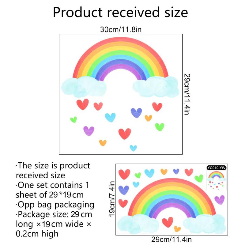 Rainbow Clouds Love Hearts Luminous Wall Stickers Self Adhesive Decorations