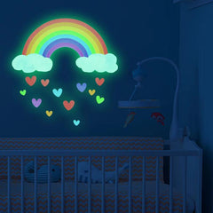 Rainbow Clouds Love Hearts Luminous Wall Stickers Self Adhesive Decorations