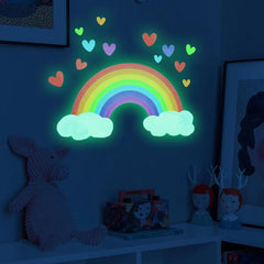 Rainbow Clouds Love Hearts Luminous Wall Stickers Self Adhesive Decorations