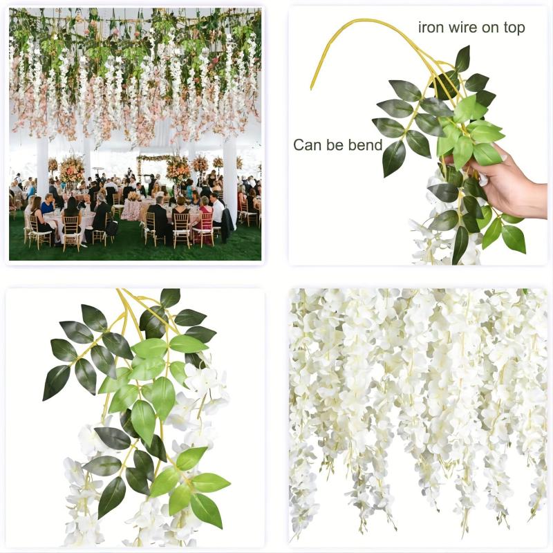 6pcs 3.75ft Artificial Rattan Tower Hanging Wreath Silk Flower Rope Decoration