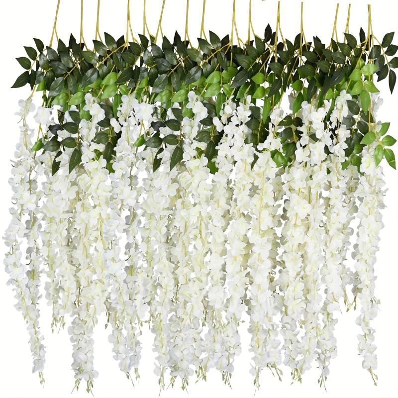 6pcs 3.75ft Artificial Rattan Tower Hanging Wreath Silk Flower Rope Decoration