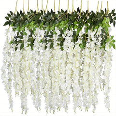 6pcs 3.75ft Artificial Rattan Tower Hanging Wreath Silk Flower Rope Decoration