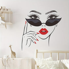 Eyelash Red Lips Wall Sticker Beauty Salon Bedroom Living Room Decoration