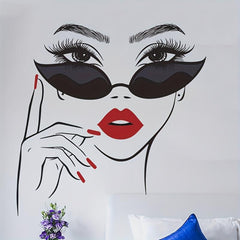 Eyelash Red Lips Wall Sticker Beauty Salon Bedroom Living Room Decoration