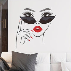 Eyelash Red Lips Wall Sticker Beauty Salon Bedroom Living Room Decoration