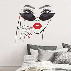 Eyelash Red Lips Wall Sticker Beauty Salon Bedroom Living Room Decoration