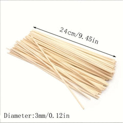 50pcs Natural Rattan Reed Diffuser Sticks Essential Aroma Refills 24cm X 3mm