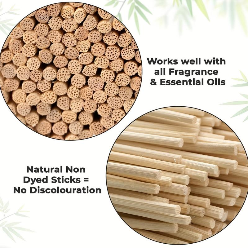 50pcs Natural Rattan Reed Diffuser Sticks Essential Aroma Refills 24cm X 3mm