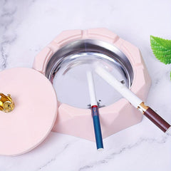 Crown Decor Windproof Round Ashtray With Rotating Lid