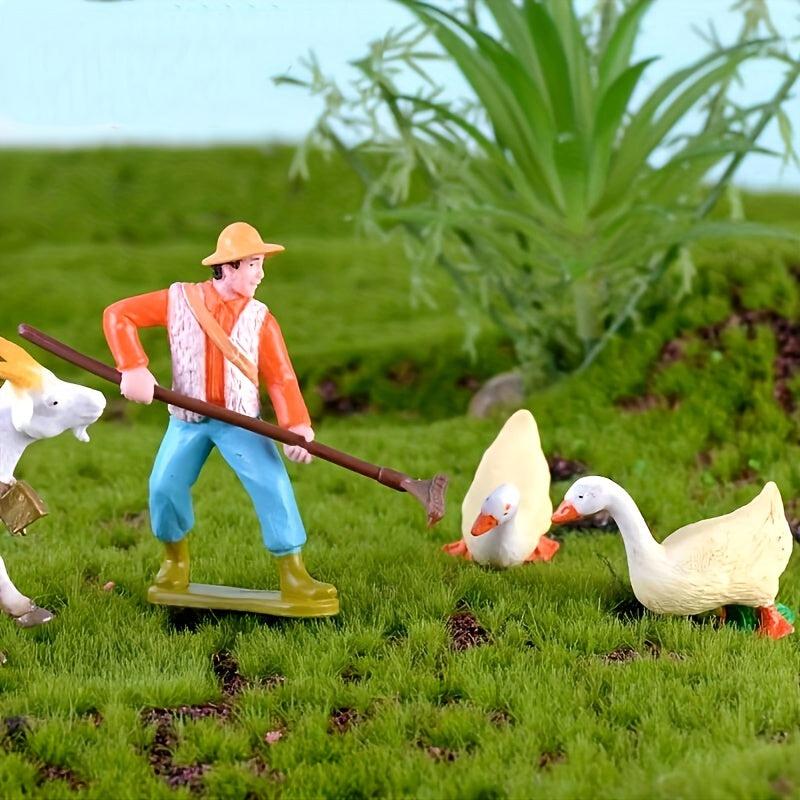 6pcs Cow Farm Micro Landscape Ornaments DIY Animal Garden Decoration Bonsai