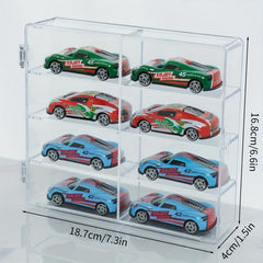 1/64 Scale Toy Cars Acrylic Display Case 8 Compartments Clear Storage