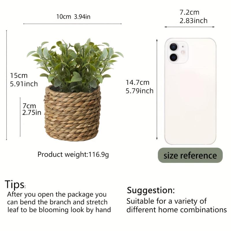 Artificial Rattan Woven Potted Plant for Home Office Bathroom Decor