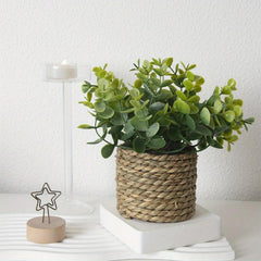 Artificial Rattan Woven Potted Plant for Home Office Bathroom Decor