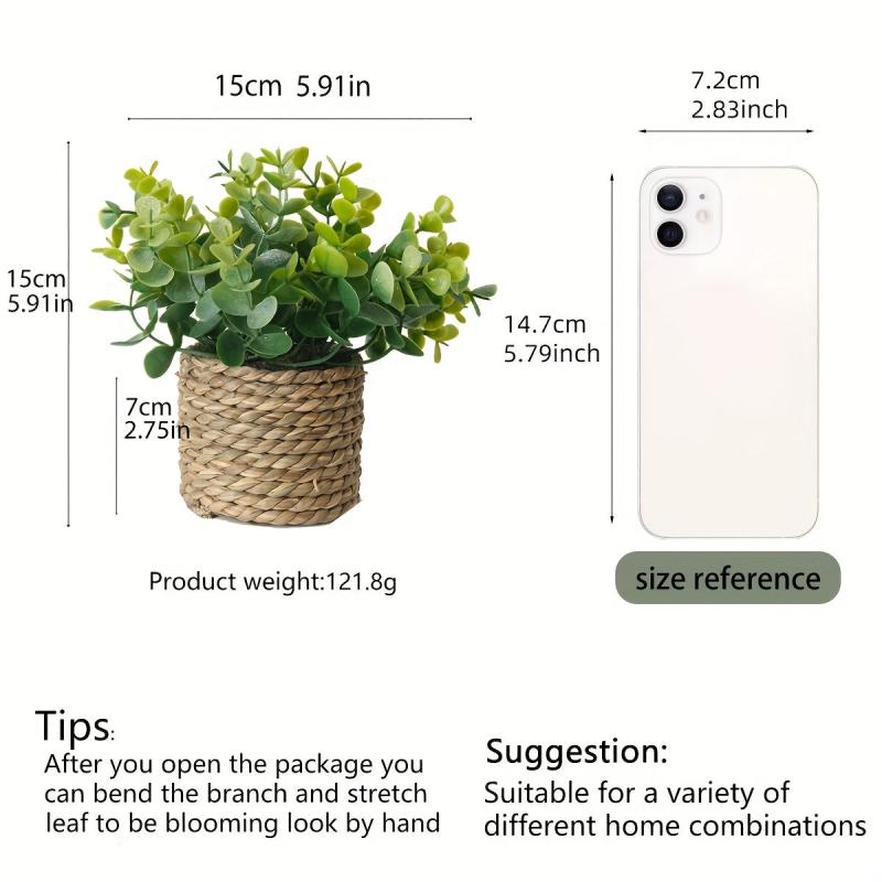 Artificial Rattan Woven Potted Plant for Home Office Bathroom Decor