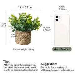 Artificial Rattan Woven Potted Plant for Home Office Bathroom Decor