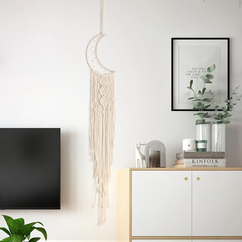 Woven Cotton Dream Catchers Wall Hanging Decor Beige Moon