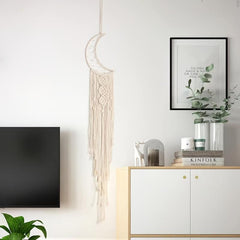 Woven Cotton Dream Catchers Wall Hanging Decor Beige Moon