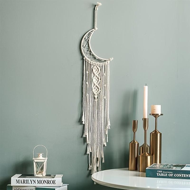 Woven Cotton Dream Catchers Wall Hanging Decor Beige Moon