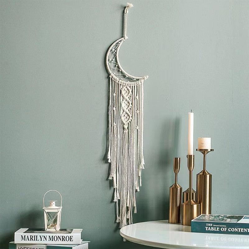 Woven Cotton Dream Catchers Wall Hanging Decor Beige Moon