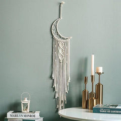 Woven Cotton Dream Catchers Wall Hanging Decor Beige Moon