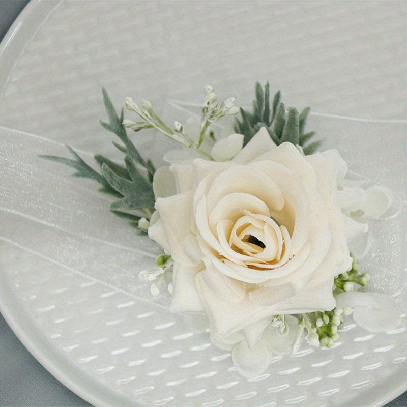 Rose Wedding Wrist Corsage And Boutonniere Set Champagne