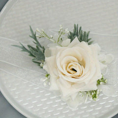Rose Wedding Wrist Corsage And Boutonniere Set Champagne