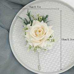 Rose Wedding Wrist Corsage And Boutonniere Set Champagne