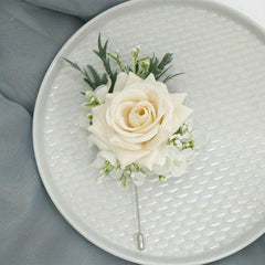 Rose Wedding Wrist Corsage And Boutonniere Set Champagne