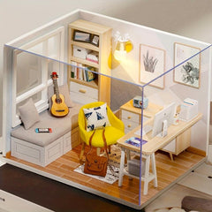 DIY Wooden Dollhouse Kit with Furniture and Dust Proof Cover