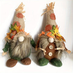 2pcs Fall Gnomes Doll Decoration Boy And Girl Pumpkin Sunflower Ornament