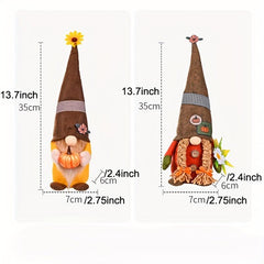 2pcs Fall Gnomes Doll Decoration Boy And Girl Pumpkin Sunflower Ornament