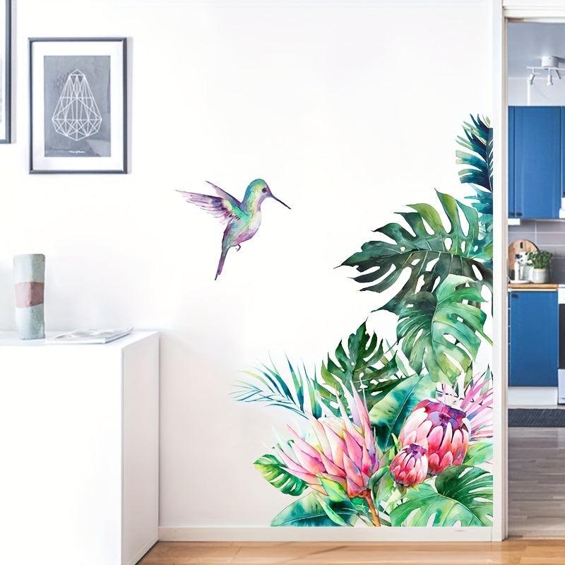 Pink Flamingo & Tropical Vegetation Wall Sticker for Home Decor