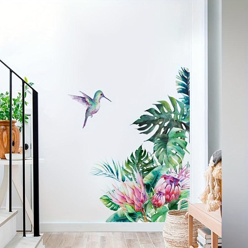 Pink Flamingo & Tropical Vegetation Wall Sticker for Home Decor
