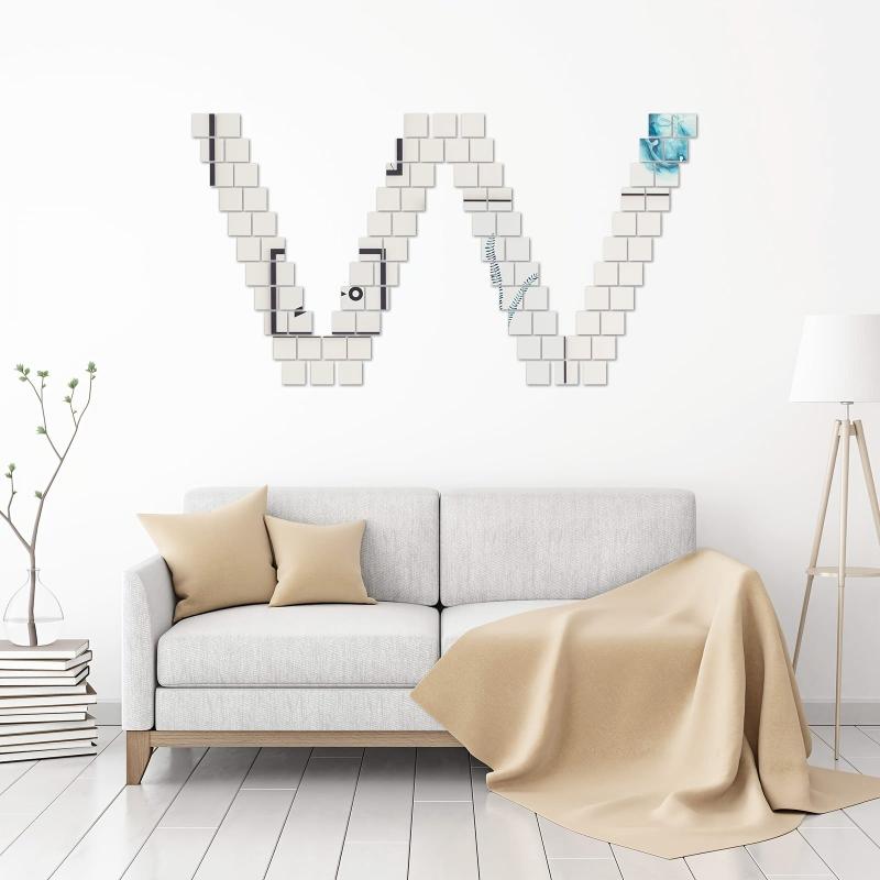 100pcs Square Acrylic Mirror Wall Sticker Phone Case Decor