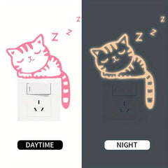 Glow in the Dark Cat Wall Stickers - Cute Cartoon Design