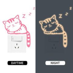 Glow in the Dark Cat Wall Stickers - Cute Cartoon Design