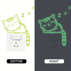 Glow in the Dark Cat Wall Stickers - Cute Cartoon Design
