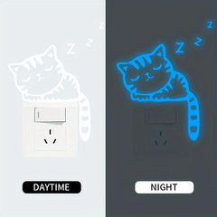 Glow in the Dark Cat Wall Stickers - Cute Cartoon Design