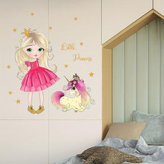 Unicorn Princess Wall Sticker for Kids' Bedroom Decor Self Adhesive