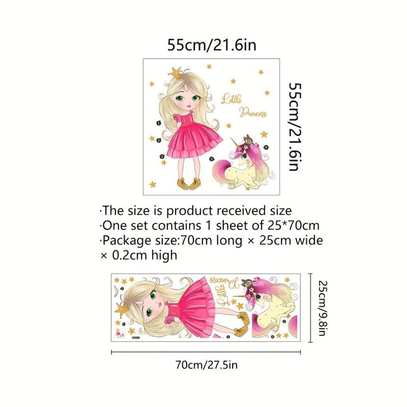 Unicorn Princess Wall Sticker for Kids' Bedroom Decor Self Adhesive